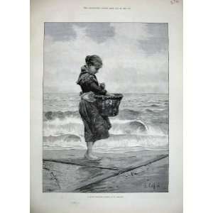   1889 Caffieri Fine Art Young Shrimper Basket Sea Girl
