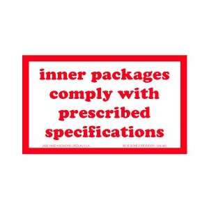 Inner Packages Comply with Prescribed Specifications Labels, 2 1/2 X 