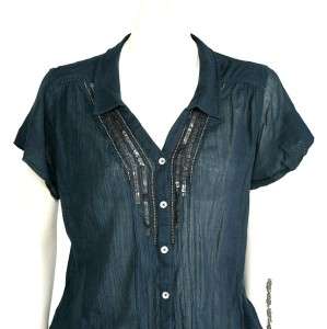 NEW $69 DKNY Jeans Metal Embellished tunic Top S  