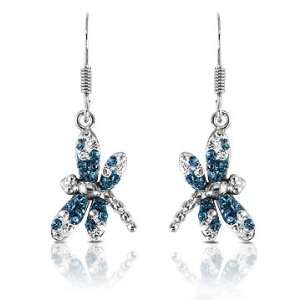 Ashley Arthur .925 Silver Indicolite Crystal Dragonfly Earrings. Made 