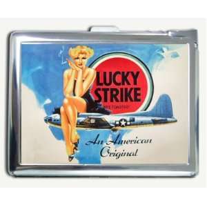 Vintage Lucky Strike Bomber Lady Sign Cigarette Case Lighter Wallet 