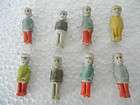 Vintage Lot of 8 Ceramic Doll Toy Figures   Japan   Doll House Toy