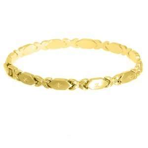   Yellow Gold Hugs & Kisses XOXO Fashion Link Bracelet 7 Inches Jewelry