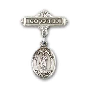   Baby Badge with St. Barbara Charm and Godchild Badge Pin Jewelry