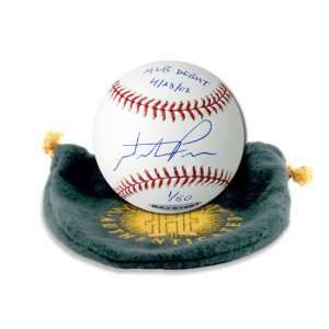 Hunter Pence Autographed Baseball with MLB Debut   4/28/07 Inscription 