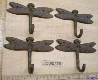 set of 4 Dragonfly HOOKS 3 1/4x4 1/2 cast iron Coat Hat  