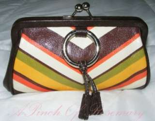 Isabella Fiore Lucky Stripe Convertible Frame Coin Clutch Bag Purse 