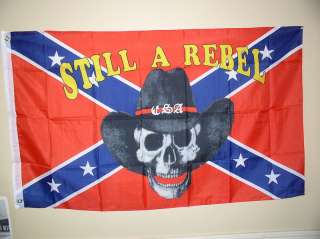 STILL A REBEL CONFEDERATE SKULL COWBOY HAT 3X5 FLAG  