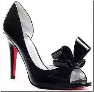 Paris Hilton Shoes Heels Black Patent Senorita Sz 8 NIB $94  