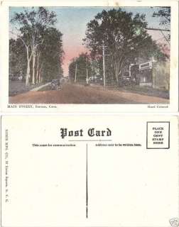 Nomis Vintage Hand Color Postcard Main Street Bantam CT  