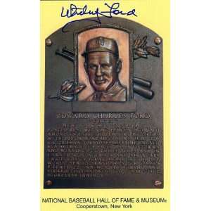 Autographed Whitey Ford Picture   HOF Plaque  Sports 