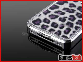   Bling Rhinestone Leopard Leather Hard Case Cover For iPhone 4 4G 4S