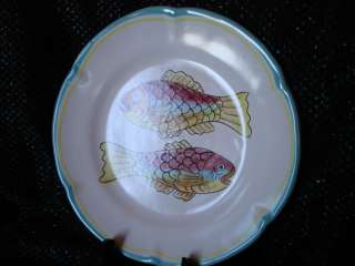 Pair Of Italian Vietri sul Mare Solimene Plates Fishes  