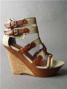 Cork Wedge Heel Platform Canvas Safari Shoe all sz  