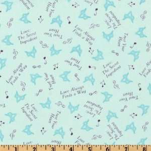   Frog Love Phrases Light Teal Fabric By The Yard Arts, Crafts & Sewing