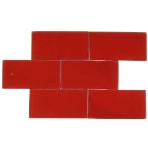  Loft Cherry Red Frosted 3X6 Glass Tiles 1 Piece Sample 