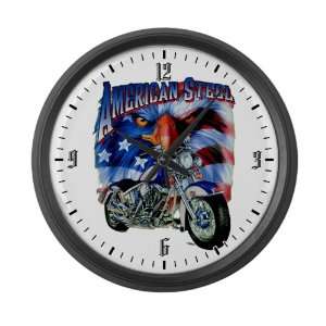  Large Wall Clock American Steel Eagle US Flag and 