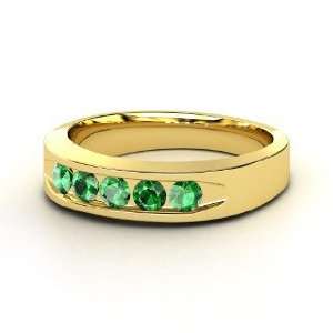  Quin Gem Culvert Ring, 14K Yellow Gold Ring with Emerald 