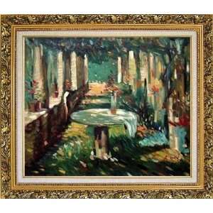 Secret Rendezvous Oil Painting, with Ornate Antique Dark Gold Wood 