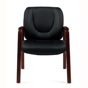  OTG11770B Luxhide Guest Chair with Wood Accents