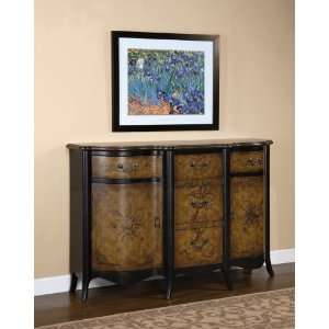  Powell Furniture Masterpiece Black Floral Console Cabinet 