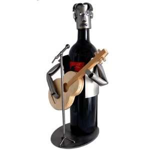   Wooden Guitar Wine Bottle Holder H&K Steel Sculpture
