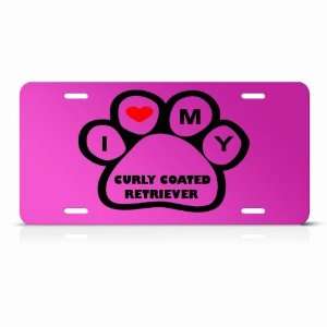  Curly Coated Retriever Dog Dogs Pink Animal Metal License 