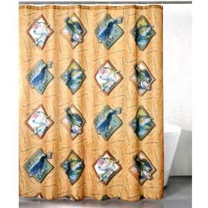  Bass Hooked Fabric Shower Curtain