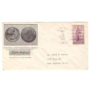 Scott #777 Kilton (61l)First Day Cover; Roger Williams Sun Dial and 