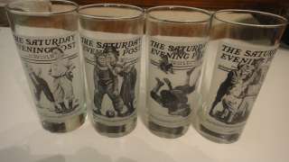 Norman Rockwell Set of 4 Saturday Evening Post Glasses  