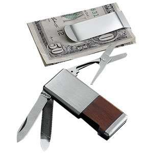  Knives Money Clip Knife, Rosewood Inlay, Blade, File & Scissors 