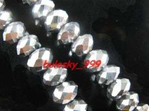 P20pcs Faceted Glass Crystal Rondelle Bead10mm Silver  