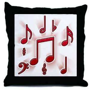  Red Music Notes Music Throw Pillow by 