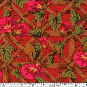  44 Wide Philip Jacobs Morning Glory Vines Magenta Fabric 