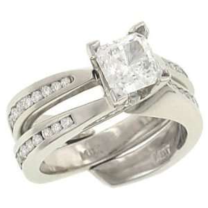  Twist Channel Round Dmd Wedding Set 1.05cttw (CZ ctr 