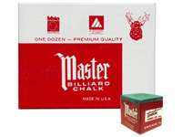 Master GREEN Pool Billiard Cue Stick Chalk (12 Pack)  