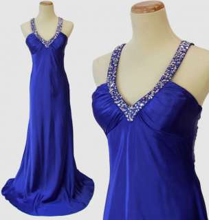 ROBERTA $150 Sapphire Halter Prom Pageant Evening Gown Size 5 NWT 