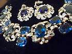 Vintage Trifari Bracelet & Earrings Sapphire Blue Rhine