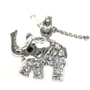   & Dainty Ice Crystal Elephant Charm Necklace Silver Tone Jewelry