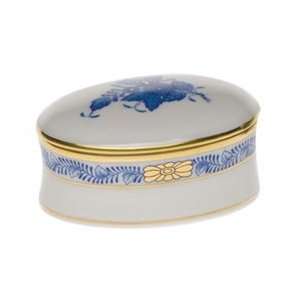  Herend Chinese Bouquet Blue Oval Box