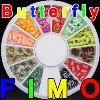 120 3D FIMO Slice Colored Butterfly Nail Art Decoration  