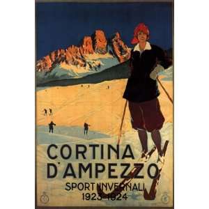 CORTINA DAMPEZZO WINTER SKI SPORT 1923 1924 ITALIAN FASHION GIRL 