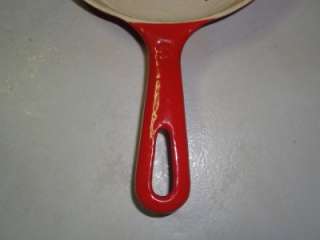 VERY RARE RED ENAMEL COATED CAST IRON GRISWOLD #3 PAN  