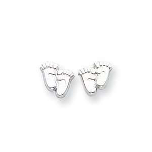   Sardelli   14kt White Gold Polished Footprints Post Earrings Jewelry