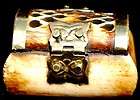Japanese Antique Ox Bone & Brass Miniature Jewelry Box