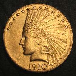 Beautiful 1910 Gold $10 Indian Head Eagle Coin ~ Nice BU  