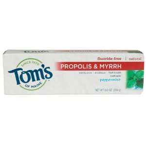 Toms of Maine   Fluoride Free Propolis & Myrrh Toothpaste, Peppermint 