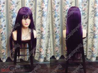 32 80cm long DARK PURPLE MIX BLACK straight cosplay wig  