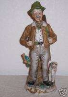 Hunter Man w Gun Dog Pipe Ceramic Figurine   Detailed  
