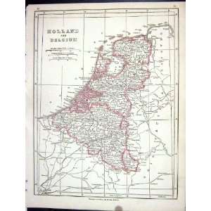  Lowry Antique Map 1853 Holland Belgium North Sea Brussels 